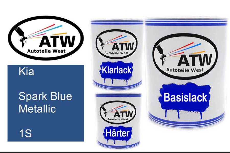 Kia, Spark Blue Metallic, 1S: 1L Lackdose + 1L Klarlack + 500ml Härter - Set, von ATW Autoteile West.